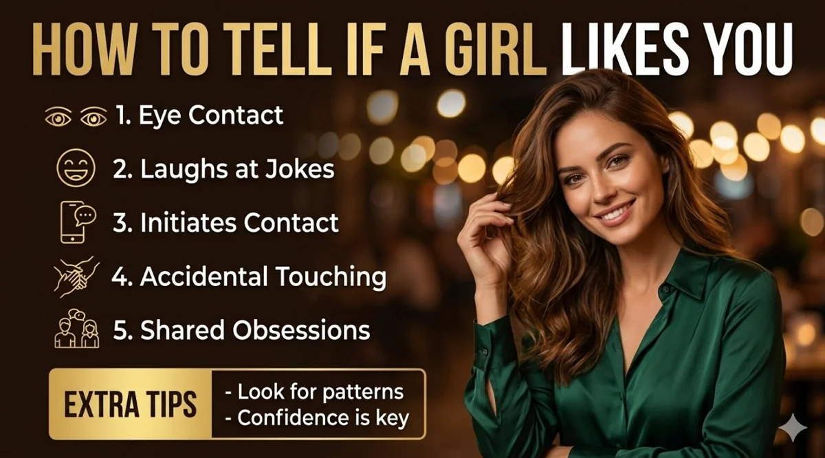 How to tell if a girl likes you and wants to get hot 9 hidden signs infographic image